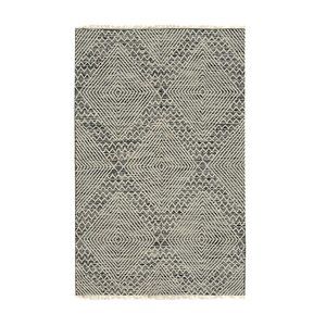 Black Handwoven Wool Contemporary Punja Kilim Rug, 4' x 6'